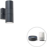 QAZQA Pametna zunanja stenska svetilka temno siva IP44 vključno z 2 Wifi GU10 - Duo Cene