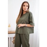 Kesi Włoski Punto set blouse + wide-leg pants khaki | Shoptok.si