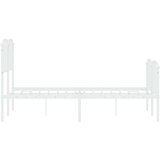 vidaXL Kovinski posteljni okvir z vzglavjem in vznožjem bel 120x200 cm | Shoptok.si