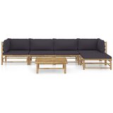 Maison Chic Seti vrtnega pohištva - Vrtna garnitura - Vrtni pohištvo set s temno sivimi blazinami 6-delna bambus, (21805188) | Shoptok.si