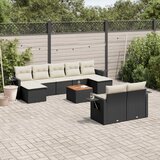 vidaXL 10-dijelni set vrtnih sofa s jastucima crni od poliratana | shoptok.hr