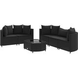  6-dijelni set vrtnih sofa s jastucima crni od poliratana | shoptok.hr