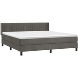 vidaXL Krevet s oprugama i madracem tamnosivi 180x200 cm baršunasti | shoptok.hr