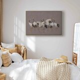  Slika - Crane dance – bright silhouettes of birds against a warm grey background with texture 120x80 U prirodnom drvenom okviru | shoptok.hr