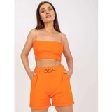 Fashion Hunters Orange casual shorts with pockets RUE PARIS | Shoptok.si