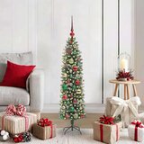 vidaXL Umjetno vitko božićno drvce s stalakom Zelena i bijela 120 cm | shoptok.hr