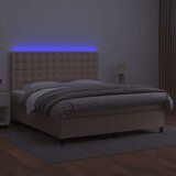  Krevet box spring madrac LED cappuccino 180x200cm umjetna koža | shoptok.hr