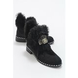 LuviShoes Abuse Women's Black Suede & Shearling Boots Cene