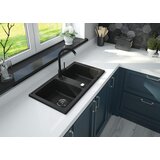 LAVEO Granitni sudoper Barbados, dva korita sa sifonom, crni 78x48x18,5 cm | shoptok.hr