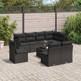 vidaXL 9-dijelni set vrtnih sofa s jastucima crni od poliratana Cijene