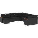  The Living Store Vrtna sedežna garnitura 11-delna z blazinami črn poli ratan - Vrtna Sedežna Garniture, (21453025) | Shoptok.si