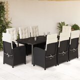  9-dijelni vrtni blagovaonski set s jastucima crni od poliratana Crna 200 cm table length | shoptok.hr