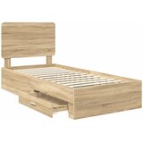  Krevetna konstrukcija s ladicama Sonoma hrast 90 x 190 cm Smeđa 193 x 93 x 100 cm | shoptok.hr