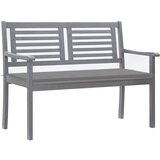 The Living Store Vrtna klop za 2 osebi z blazino 120 cm siv evkaliptusov les - Klop, (21459923) Cene