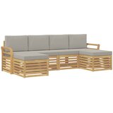  Set vanjskih sofa 6 kom. Bijela i svjetlosiva Poliester Smeđa 253 x 122,5 x 73 cm | shoptok.hr