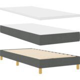 vidaXL Box Spring Krevet s Madracem u Tamnosivoj boji, 90x190 cm, Tkanina | shoptok.hr
