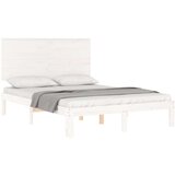  Posteljni okvir z vzglavjem bel 4FT trden les | Shoptok.si