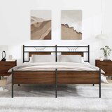 vidaXL Kovinski posteljni okvir brez vzmetnice rjavi hrast 160x200 cm | Shoptok.si