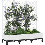  Vrtni saksija s rešetkom i kotačima Bijela 120 x 40 x 131,5 cm | Eponuda.com