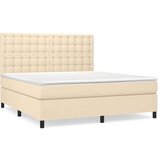  Box spring postelja z vzmetnico krem 180x200 cm blago | Shoptok.si