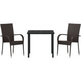 vidaXL 3-delni vrtni jedilni set rjav poli ratan | Shoptok.si