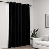 vidaXL Zatemnitvena zavesa z obročki videz platna črna 290x245 cm | Shoptok.si