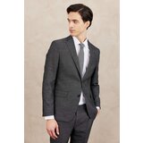 ALTINYILDIZ CLASSICS Men's Black and White Slim Fit Slim Fit Monocollar Patterned Suit. cene