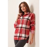 By Saygı Long Back Plaid Lumberjack Shirt Red | shoptok.hr