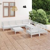 Maison Chic Seti vrtnega pohištva - Vrtna garnitura - Vrtni pohištvo set 9-delna bela trdna borovina, (21799240) | Shoptok.si