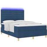  Postelja s pomičnim dnom in vzmetnico ter LED modra 140x190 cm iz blaga, (22156498) | Shoptok.si