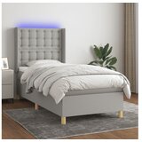  Box spring s madracem LED svjetlosivi 90x200 cm tkanina | shoptok.hr
