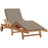 vidaXL sončni ležalniki 2 kosi z blazinami in mizo Rjava Trden les akacije, zložljiv sončni ležalnik z kolesi in blazino Rjava Trden les akacije | Shoptok.si