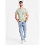 Ombre Men's printed cotton T-shirt with round neckline - mint | ePonuda.com