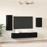  Set TV komoda 4 kom. Crni hrast Konstruirano drvo Crna 30,5 x 30 x 90 cm | shoptok.hr