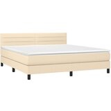  Box spring postelja z vzmetnico LED krem 180x200 cm blago | Shoptok.si