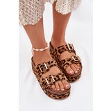 Boto Women's sandals with buckles on a massive platform leopard Odisene | Shoptok.si