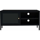 TV ormarić crni 90 x 30 x 44 cm od čelika i stakla | Eponuda.com