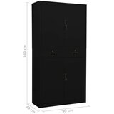  Pisarniška omara črna 90x40x180 cm jeklo, (20704972) | Shoptok.si