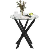  Moderni stakleni blagovaonski stol promjera 70 cm kuhinjski stol s kaljenom staklenom pločom i metalnim nogama za 4 osobe | shoptok.hr
