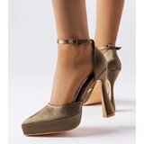 Gemre Olive high block heel pumps Lowell | Shoptok.si