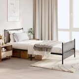 Maison Chic Kovinski Posteljni okvir - Enojna postelja - Postelja za odrasle z vzglavjem in vznožjem črn 100x200 cm, (21696138) | Shoptok.si
