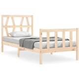 The Living Store Posteljni okvir z vzglavjem 90x200 cm trden les - Posteljni Okvir, (21531269) | Shoptok.si