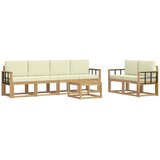 vidaXL Zunanja garnitura za sedenje z blazino 7 pcs Bela in krem, (5000279515) | Shoptok.si