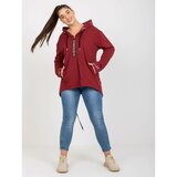 Fashion Hunters Plus size burgundy sweatshirt with a zipper Cene