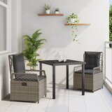 vidaXL 3-delni vrtni jedilni set sivi poli ratan | Shoptok.si