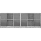  Regal za knjige s vratima boja betona 204 x 37 x 75 cm drveni | shoptok.hr