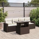  5-dijelni set vrtnih sofa s jastucima poliratan smeđi | shoptok.hr