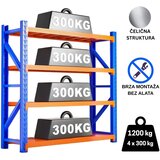 Epro metalna montažna polica professional 200x200x60cm/ metal-metal/ 1.200kg (4x300kg) plava | Eponuda.com