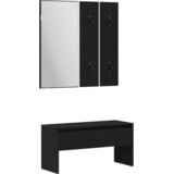 vidaXL Komplet pohištva za hodnik iz črnega lesa in iverice, Posoda za rastline črnega lesa 40x40x40 cm iz iverice | Shoptok.si