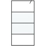 Pregrada za tuš crna 100 x 195 cm s napola mutnim staklom ESG | shoptok.hr
